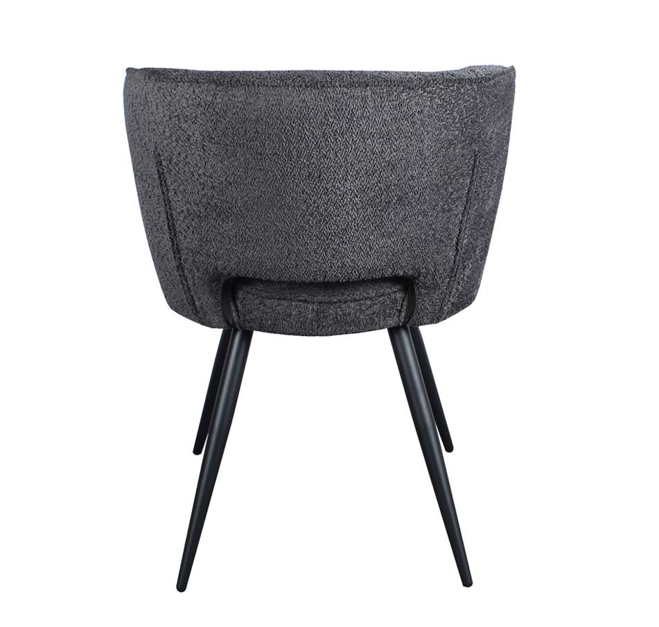 Lot de 2 chaises modernes tissu bouclé gris et pieds métal noir FREJA