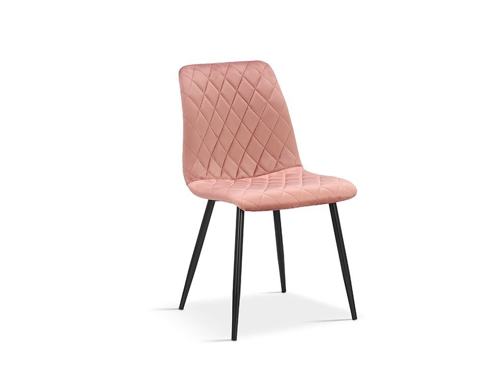 Lot 2 chaises matelassées moderne velours rose LAURE