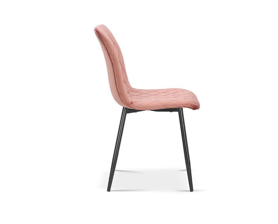 Lot 2 chaises matelassées moderne velours rose LAURE