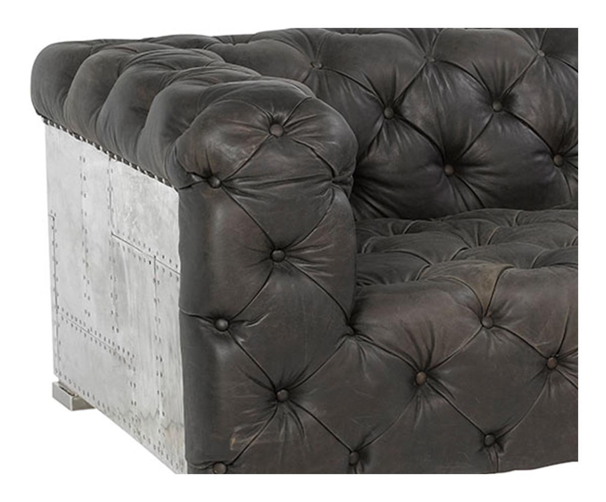 Canapé cuir noir et plaque aluminium moderne LEGENCY