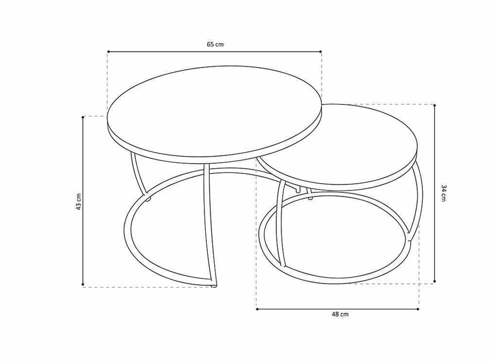 Table basse gigogne ronde moderne bois et métal CROFT