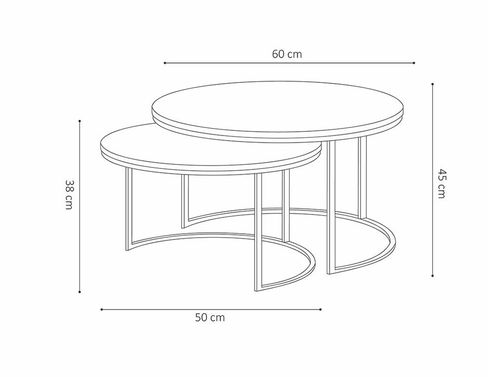 Table basse ronde gigogne industrielle bois et métal NOMY