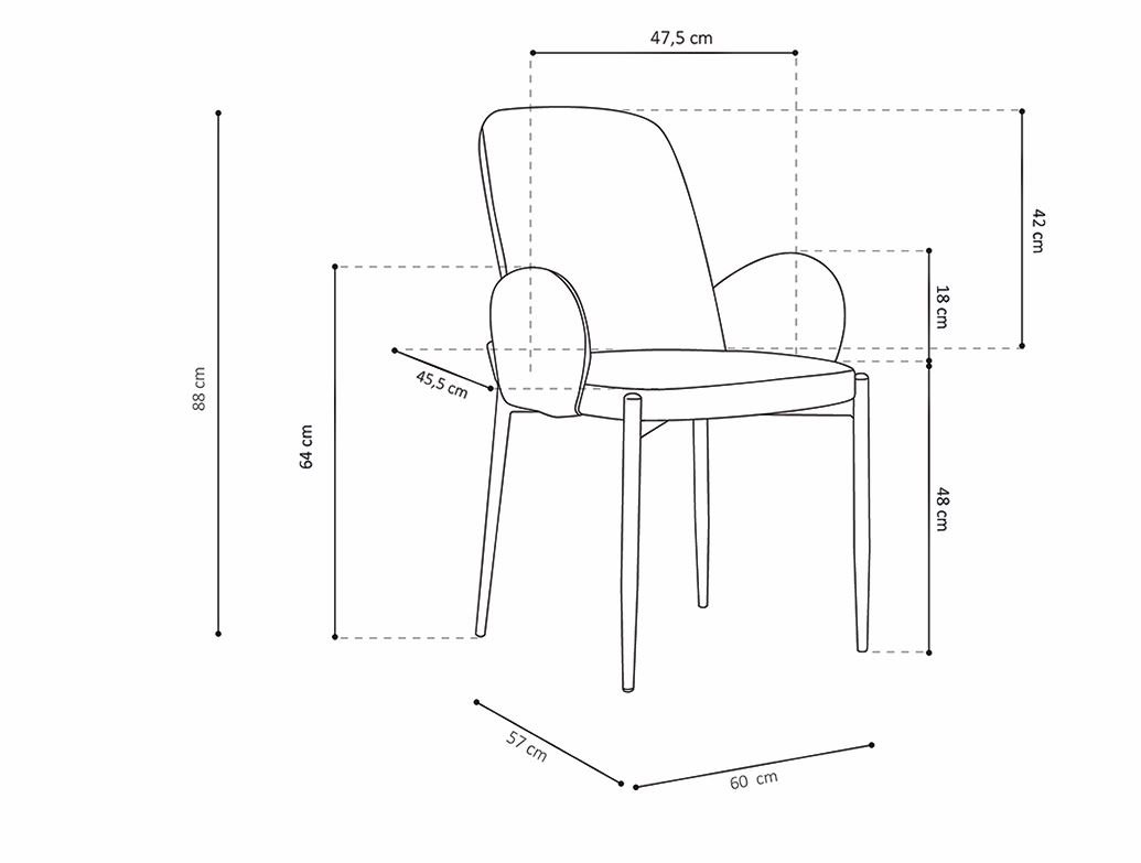 Lot de 2 chaises design tissu jaune VALENTINE