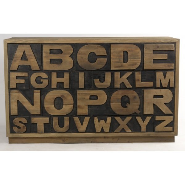 Buffet alphabet en bois massif recyclé industriel ALFABETO