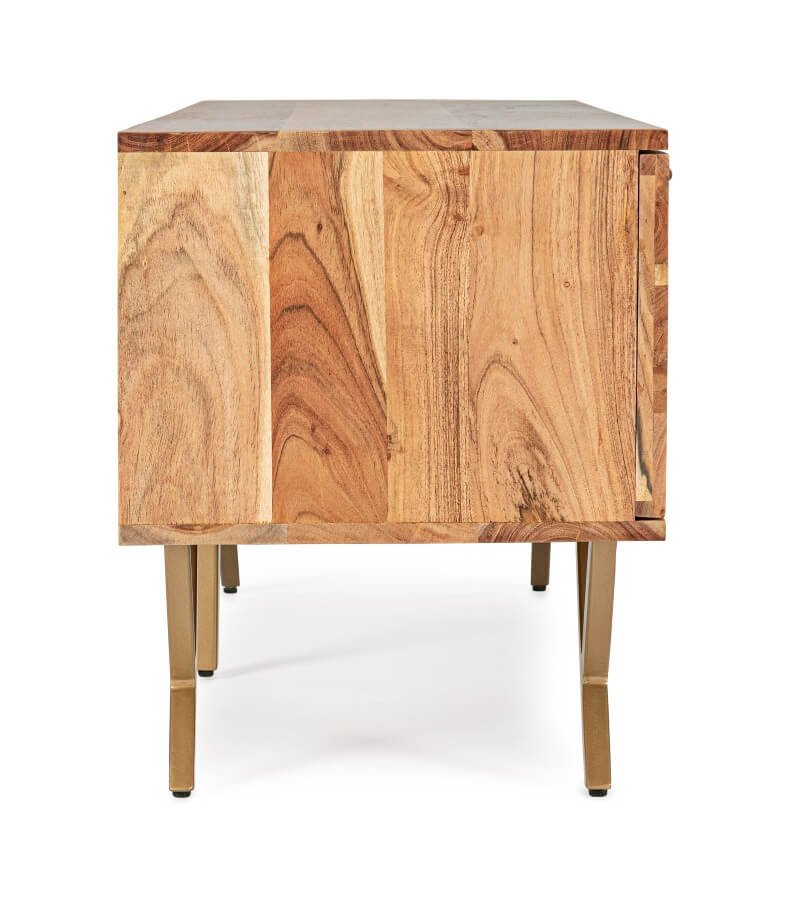 Meuble TV bois massif d'acacia moderne 130cm AXEL