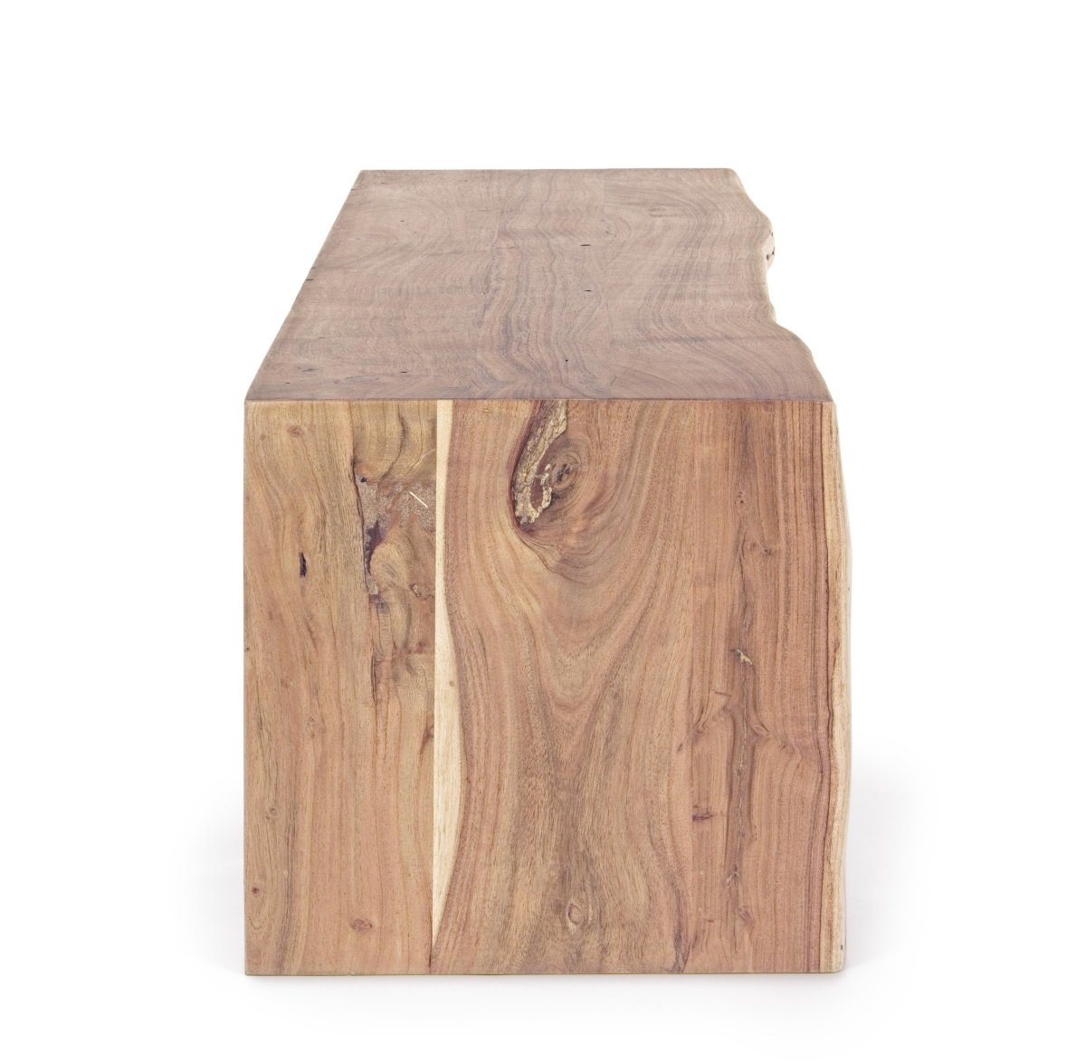 Meuble TV scandinave en acacia massif effet tronc d'arbre TRADBORJ