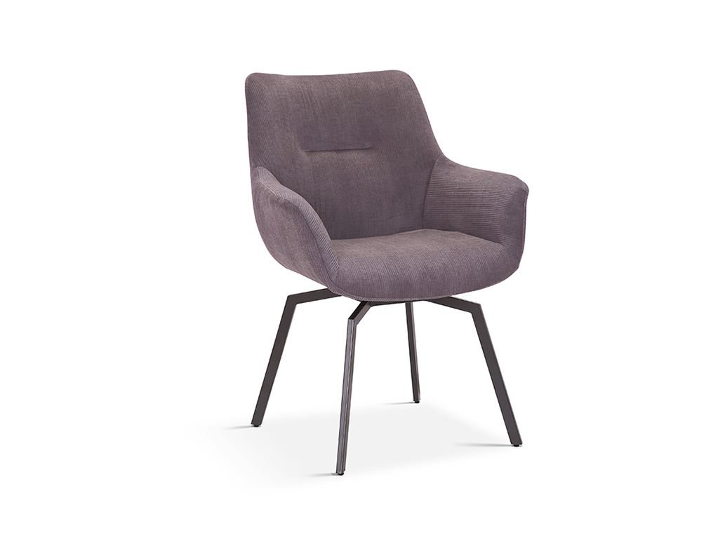 Chaise fauteuil pivotante velours côtelé gris MELINE