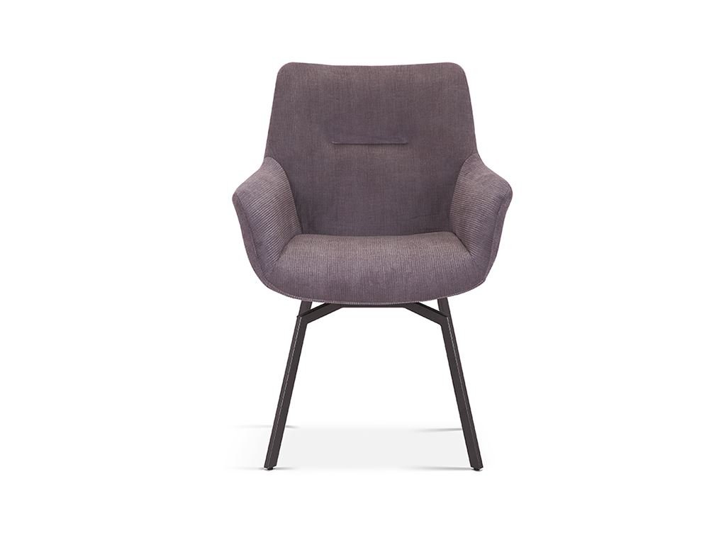 Chaise fauteuil pivotante velours côtelé gris MELINE
