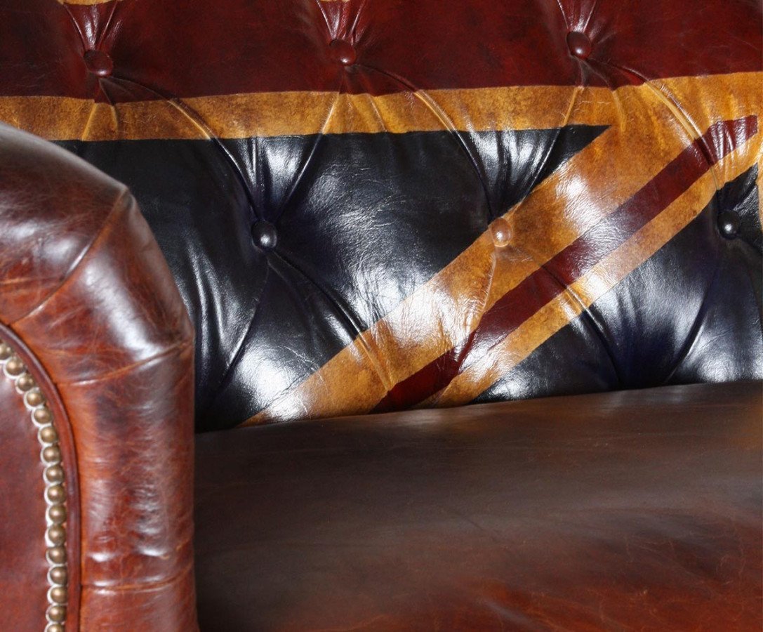 Canapé Chesterfield cuir marron  SEBASTIEN