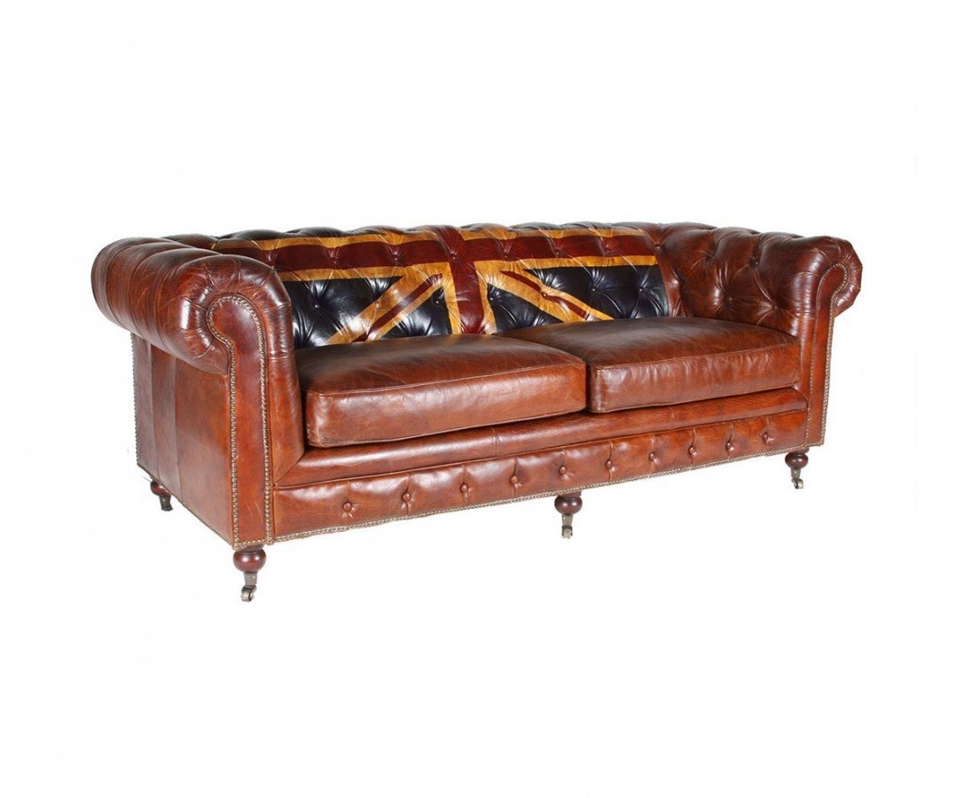 Canapé Chesterfield cuir marron  SEBASTIEN