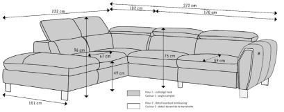 Canapé d'angle relax gris clair moderne ROMY
