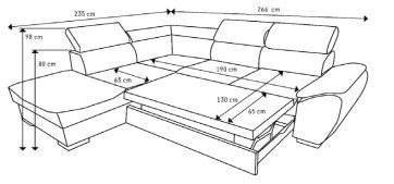 Canapé d'angle convertible tissu gris design SAN REMO