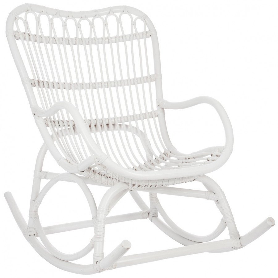 Rocking-chair rotin blanc FARNIENTE