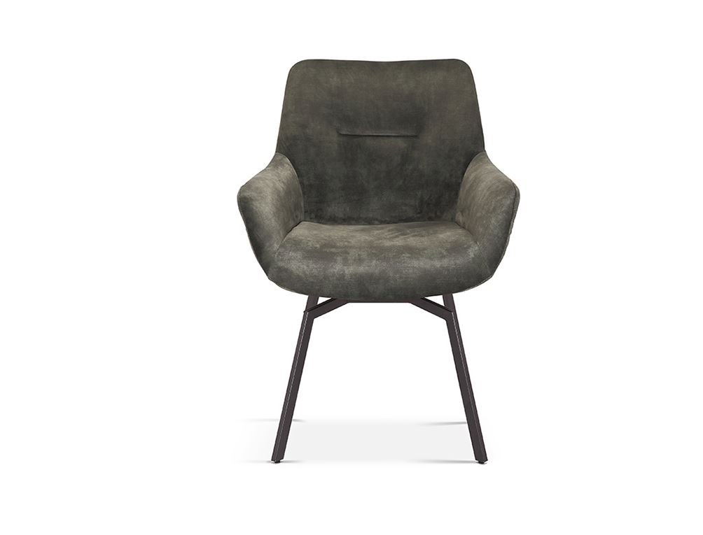 Chaise fauteuil pivotante velours vert MELINE