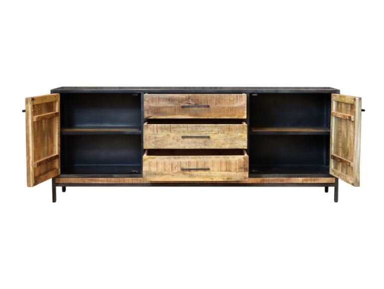 Buffet industriel bois massif et métal 200cm KYNA