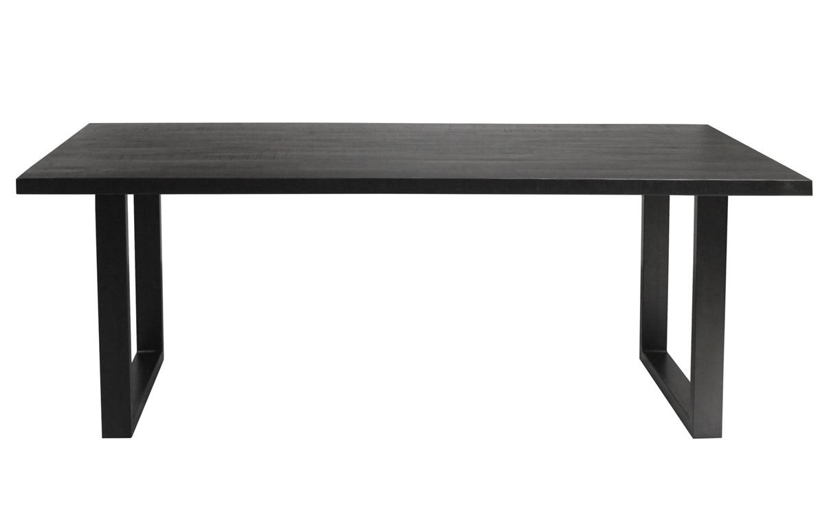 Table à manger moderne avec plateau en bois massif noir 180cm AJACCIO