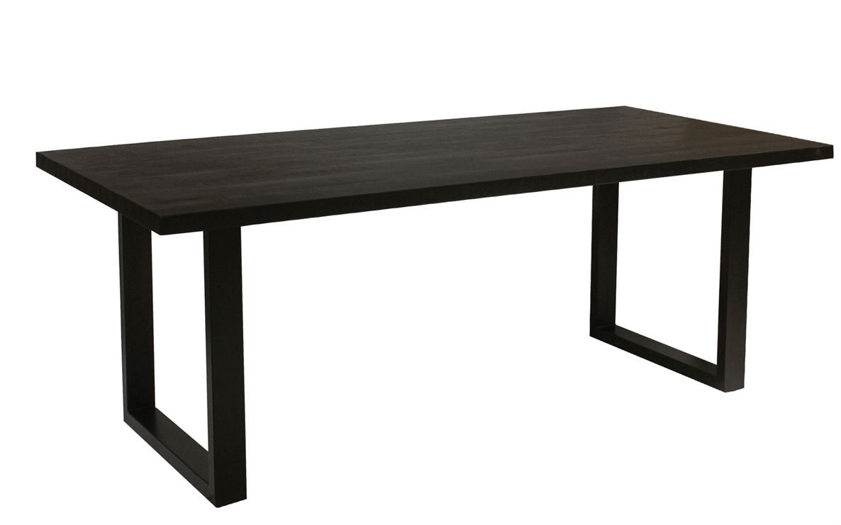 Table à manger moderne avec plateau en bois massif noir 200cm AJACCIO