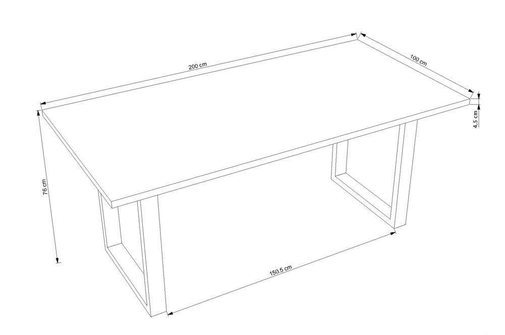 Table à manger moderne avec plateau en bois massif noir 200cm AJACCIO