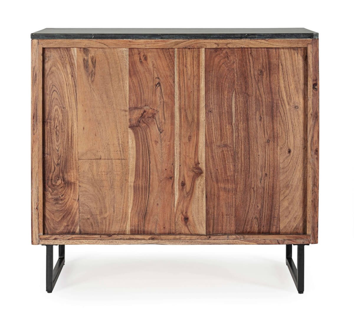 Petit buffet en bois d'acacia 2 portes avec plateau en marbre JEAN