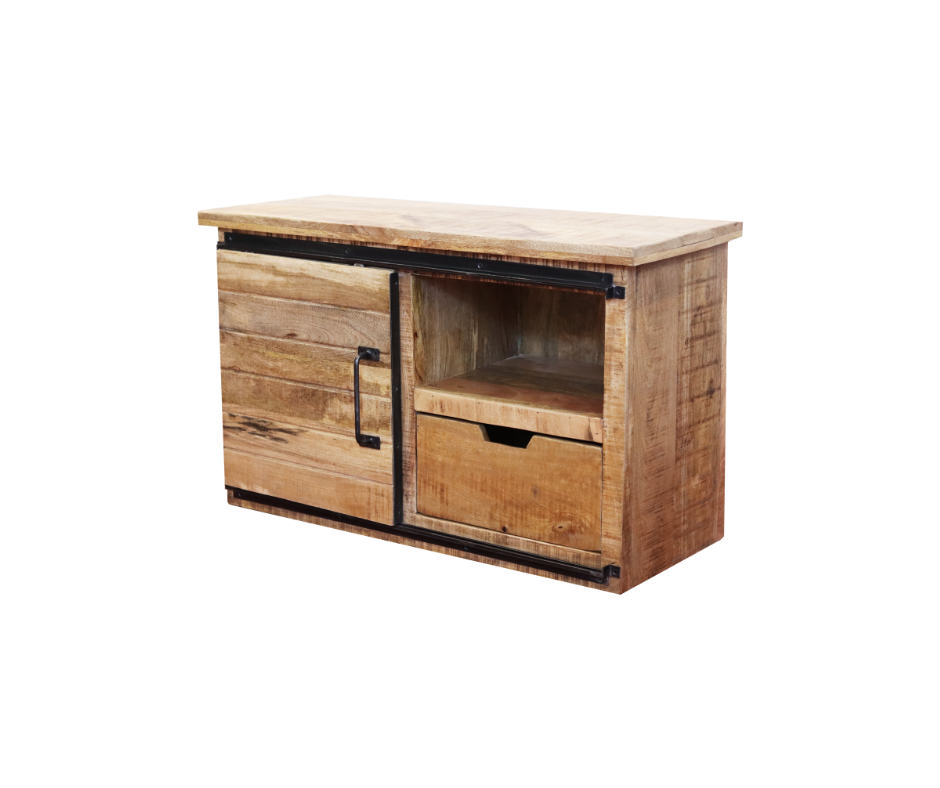 Petit meuble tv style factory en bois et métal Mango - 9176