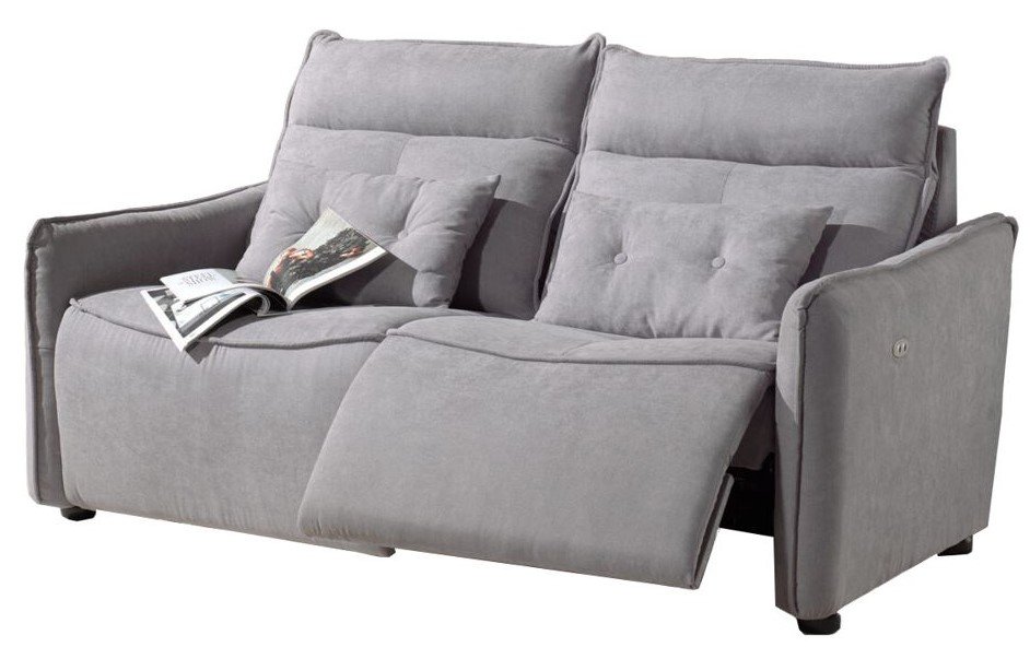Canapé relax électrique 2 places en tissu gris moderne PABLO