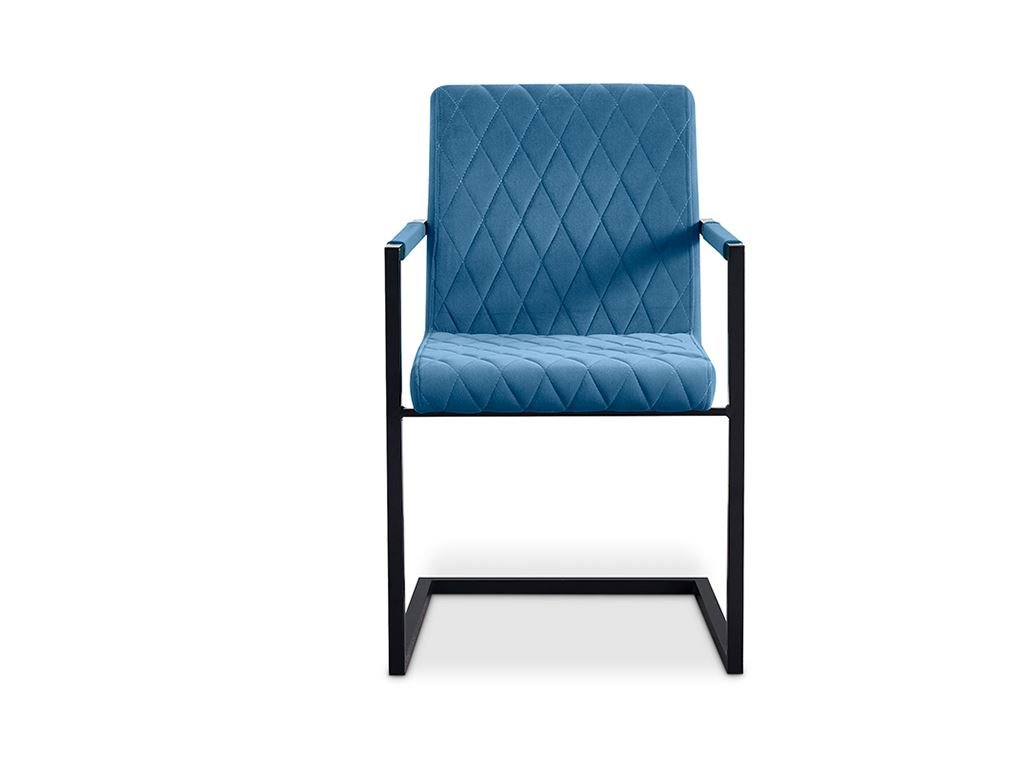 Lot de 2 chaises avec accoudoirs moderne en velours bleu RIVER