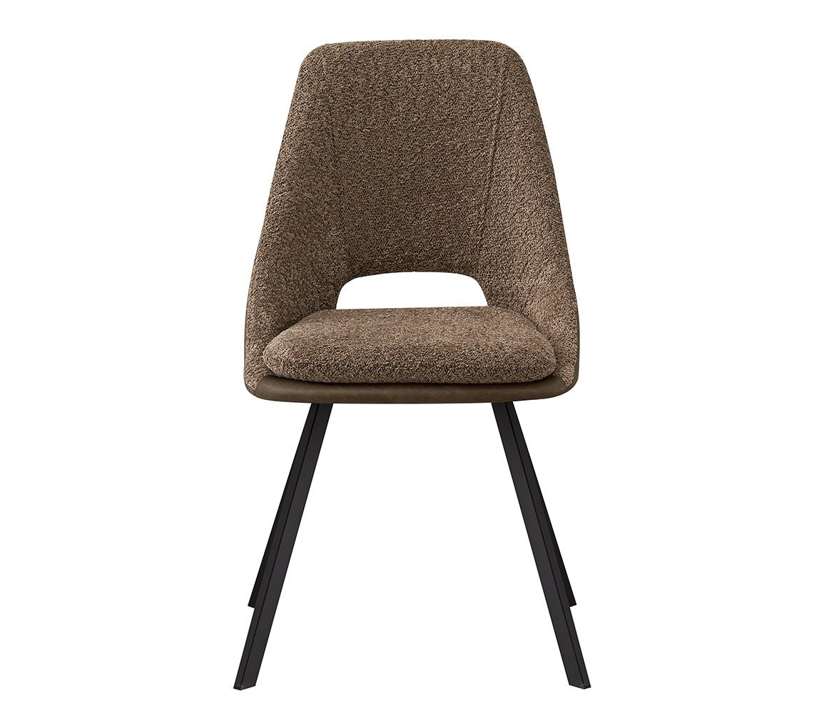 Lot de 2 chaises modernes en tissu marron teddy et simili cuir SOHO