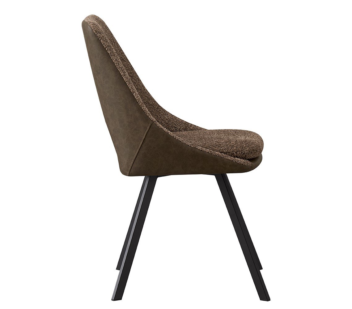 Lot de 2 chaises modernes en tissu marron teddy et simili cuir SOHO