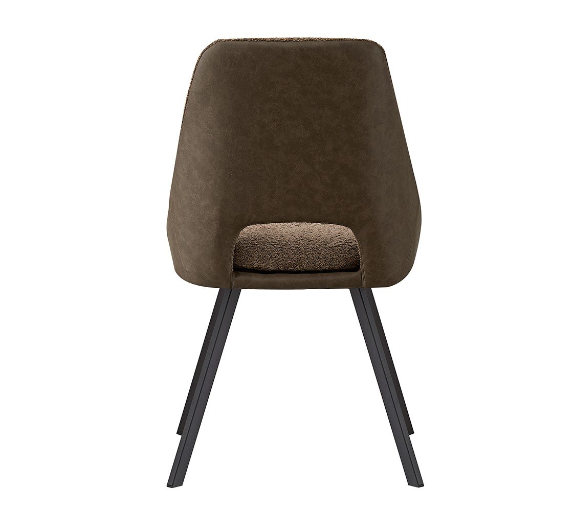 Lot de 2 chaises modernes en tissu marron teddy et simili cuir SOHO