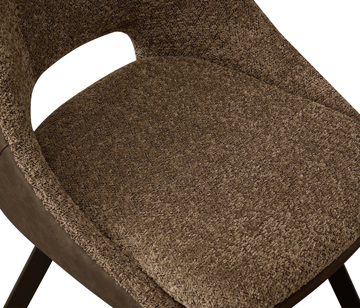 Lot de 2 chaises modernes en tissu marron teddy et simili cuir SOHO