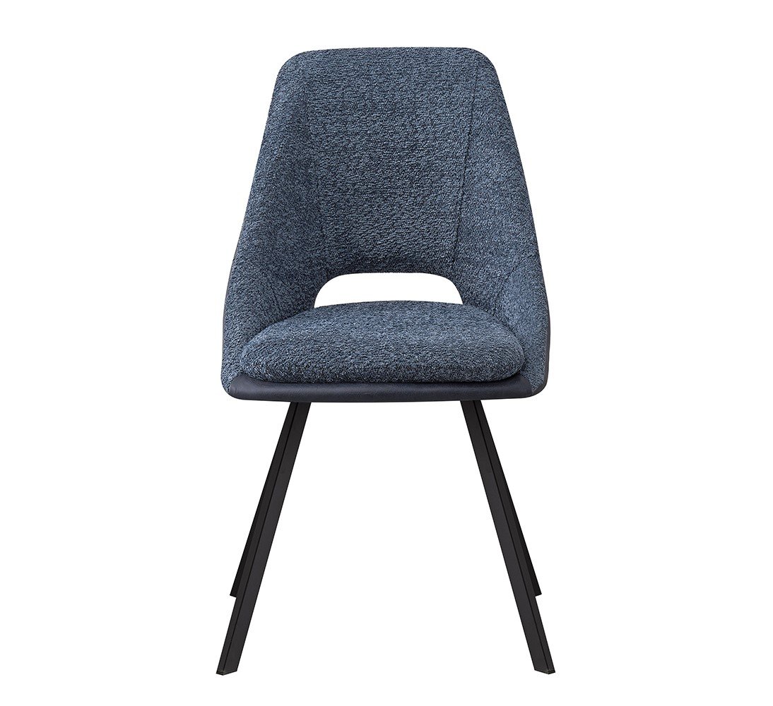 Lot de 2 chaises modernes en tissu teddy bleu et simili cuir SOHO