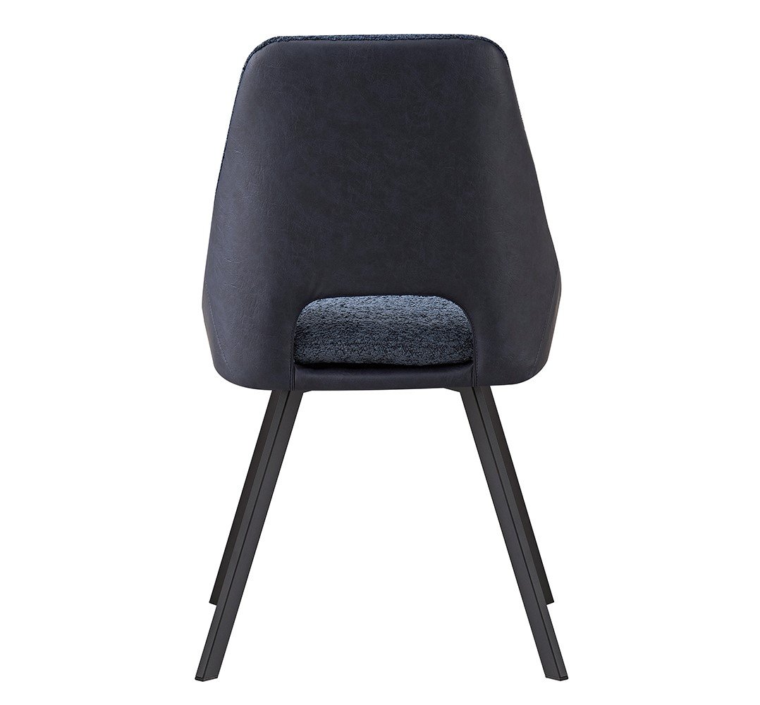 Lot de 2 chaises modernes en tissu teddy bleu et simili cuir SOHO