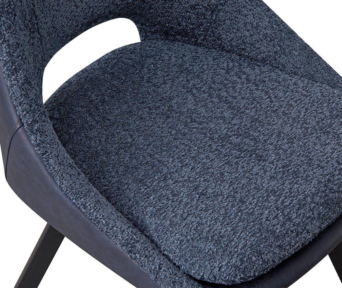 Lot de 2 chaises modernes en tissu teddy bleu et simili cuir SOHO
