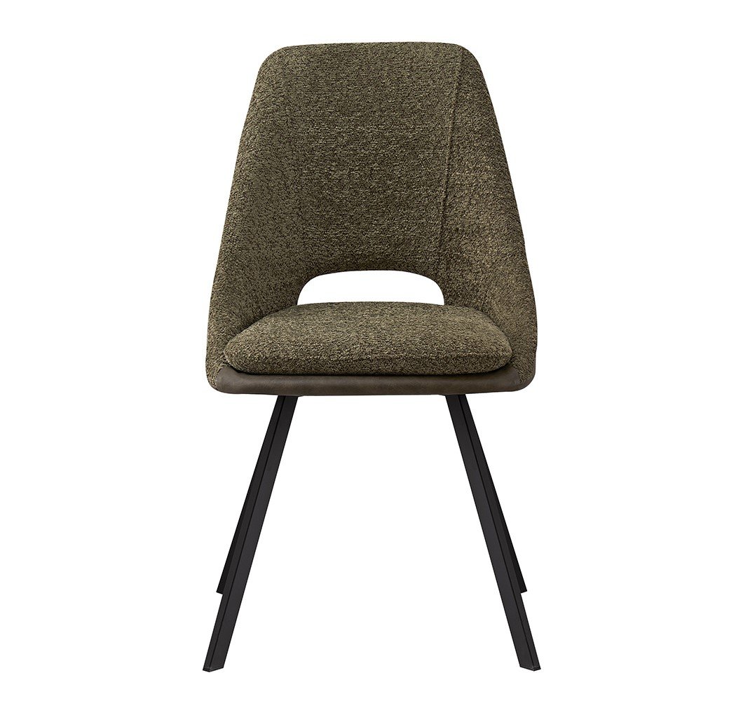 Lot de 2 chaises modernes en tissu teddy vert et simili cuir SOHO