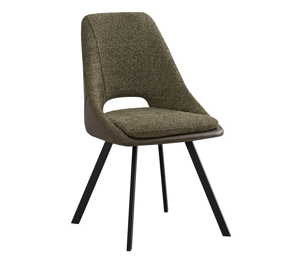 Lot de 2 chaises modernes en tissu teddy vert et simili cuir SOHO