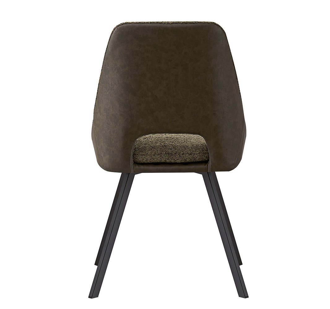 Lot de 2 chaises modernes en tissu teddy vert et simili cuir SOHO