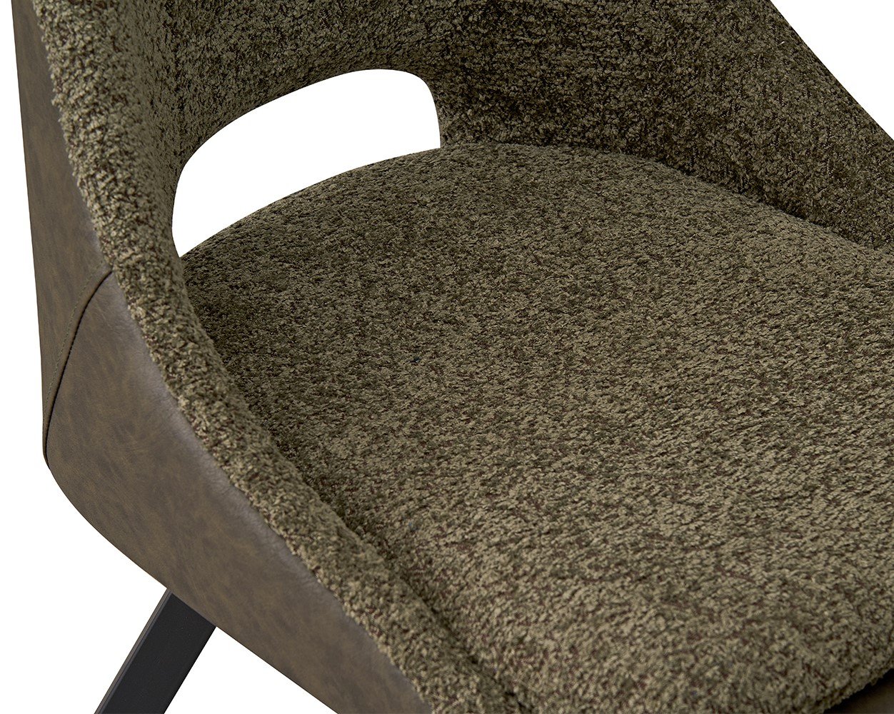 Lot de 2 chaises modernes en tissu teddy vert et simili cuir SOHO