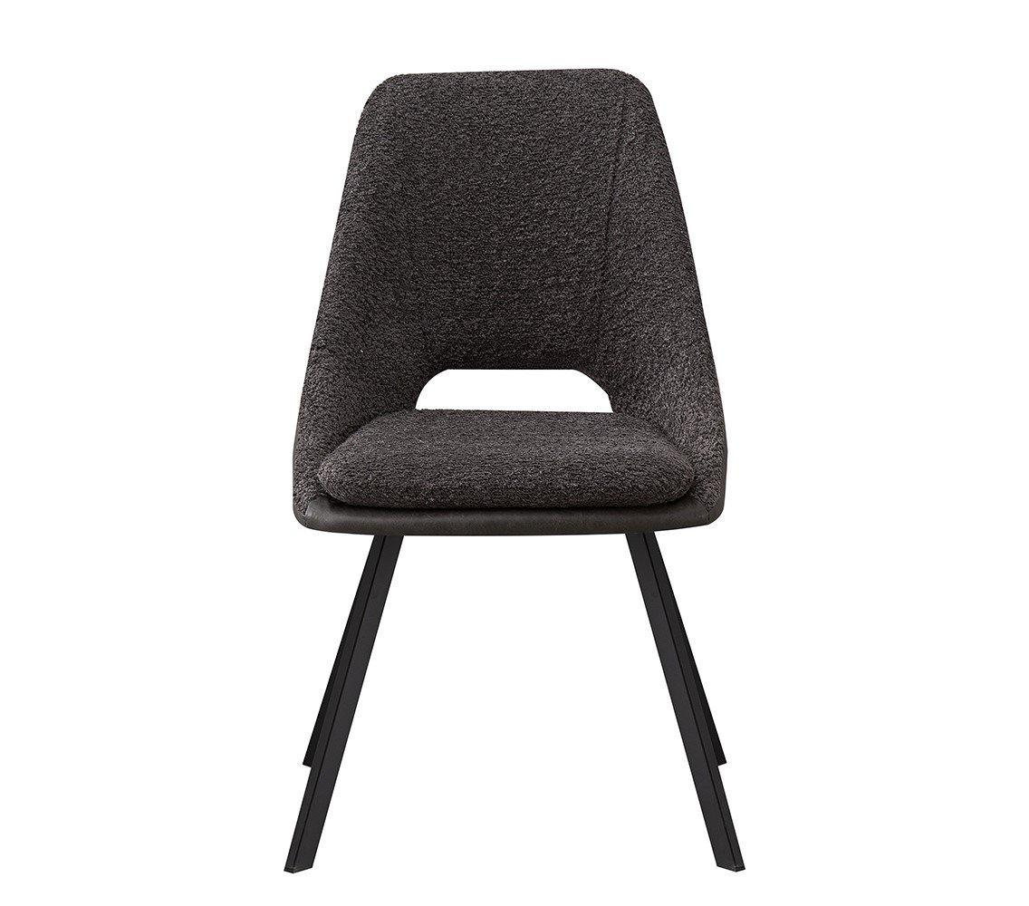 Lot de 2 chaises modernes en tissu gris teddy et simili cuir SOHO