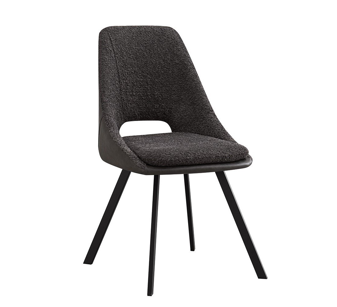 Lot de 2 chaises modernes en tissu gris teddy et simili cuir SOHO