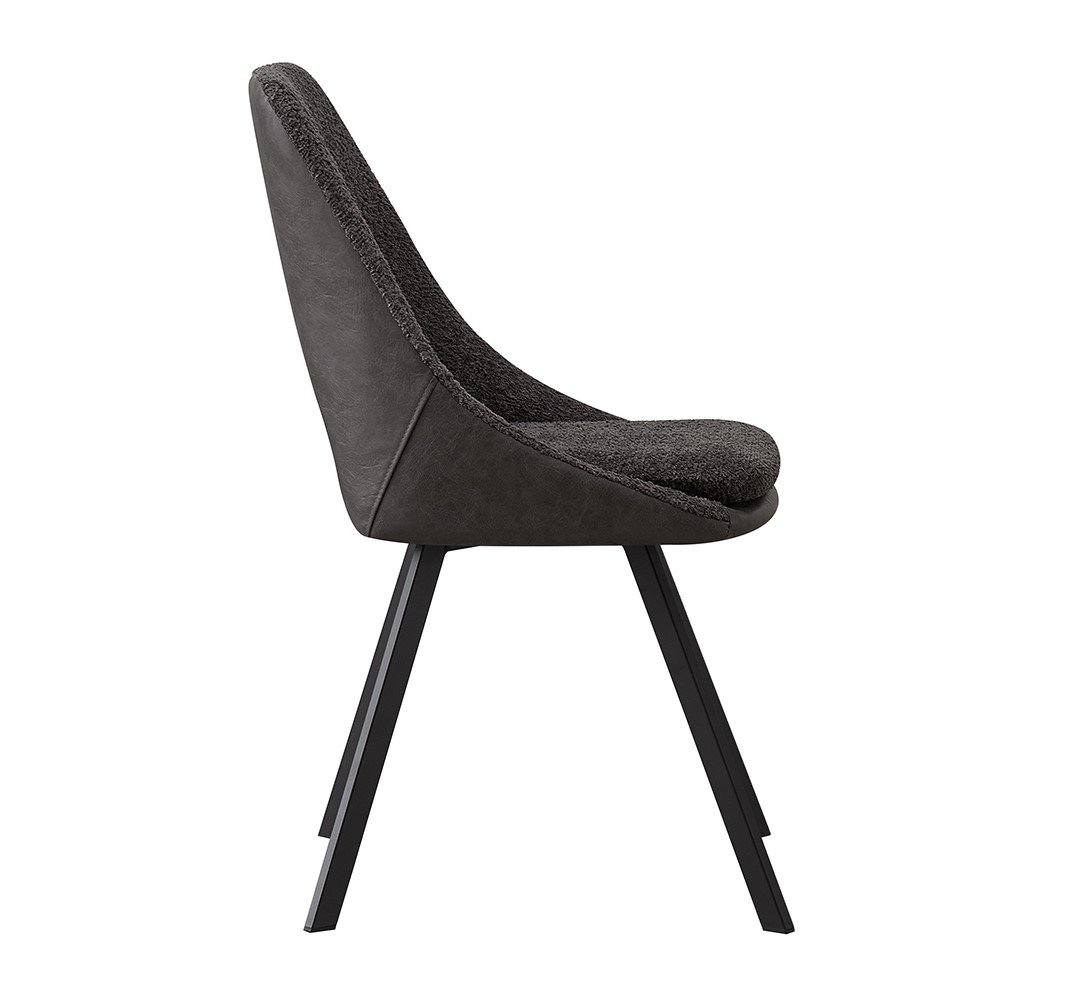 Lot de 2 chaises modernes en tissu gris teddy et simili cuir SOHO