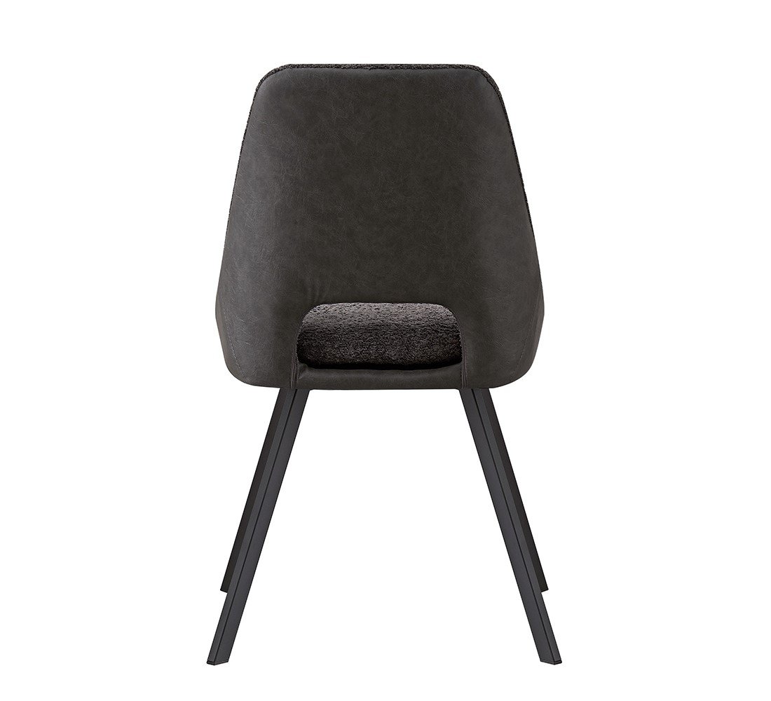 Lot de 2 chaises modernes en tissu gris teddy et simili cuir SOHO