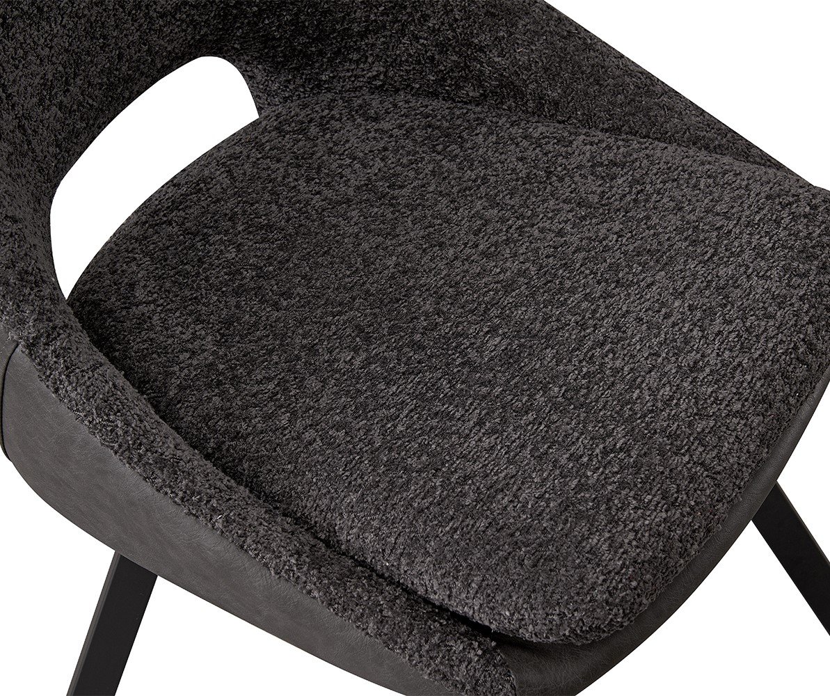 Lot de 2 chaises modernes en tissu gris teddy et simili cuir SOHO
