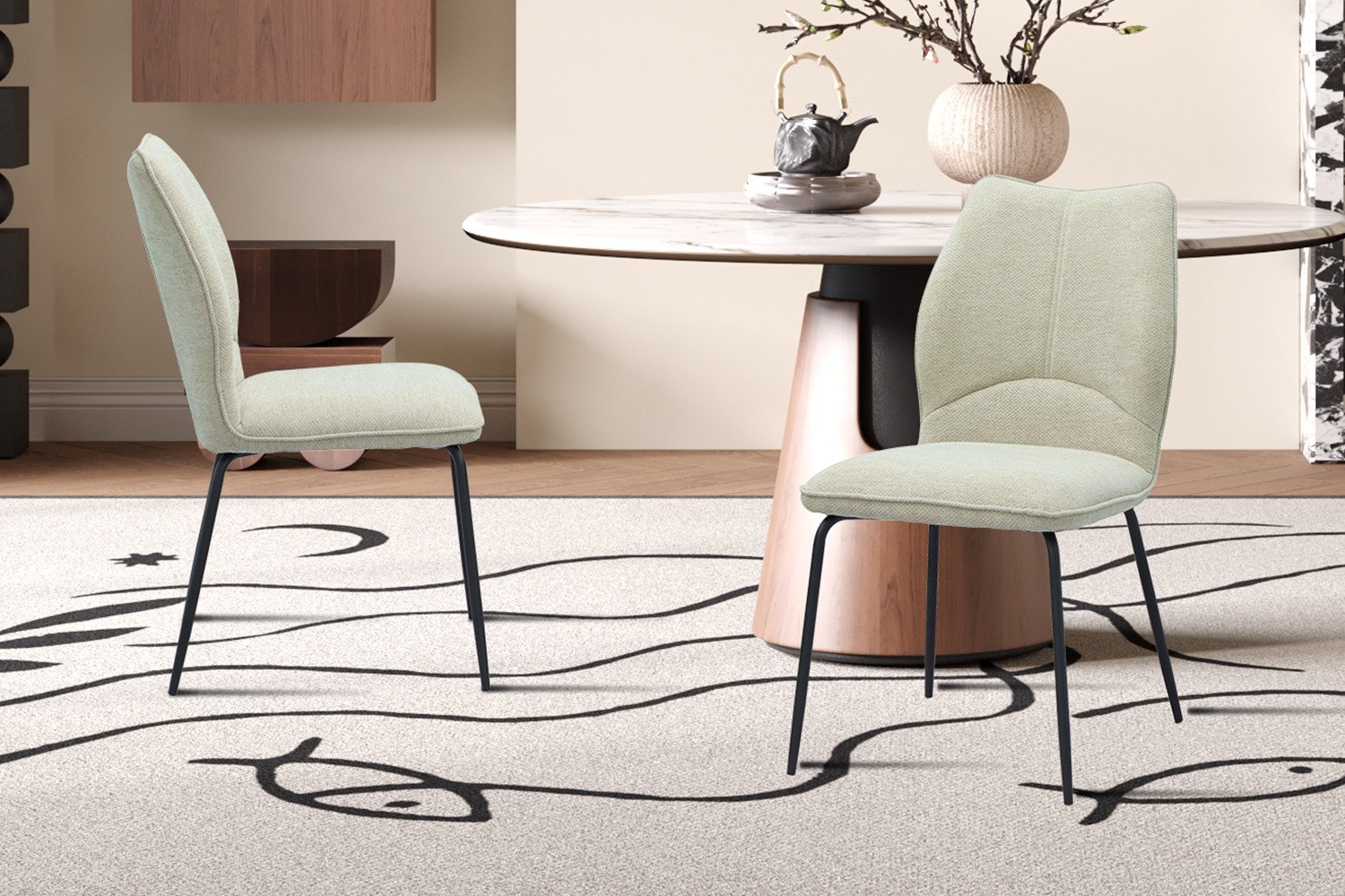 Chaise tissu beige moderne ELSA