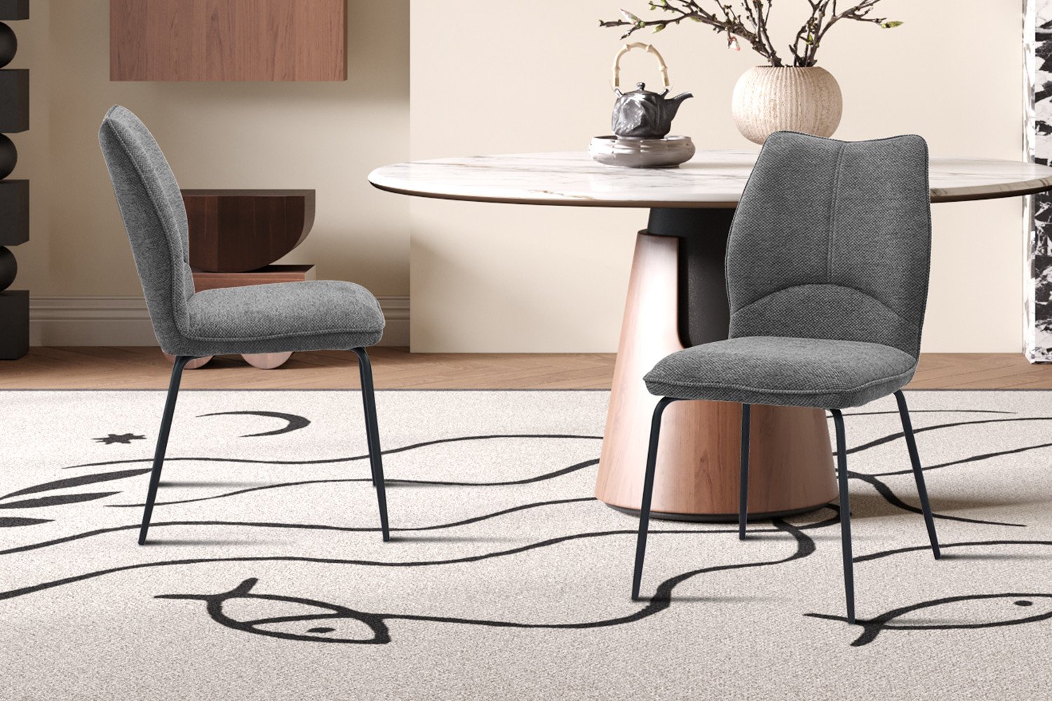Chaise grise tissu moderne ELSA