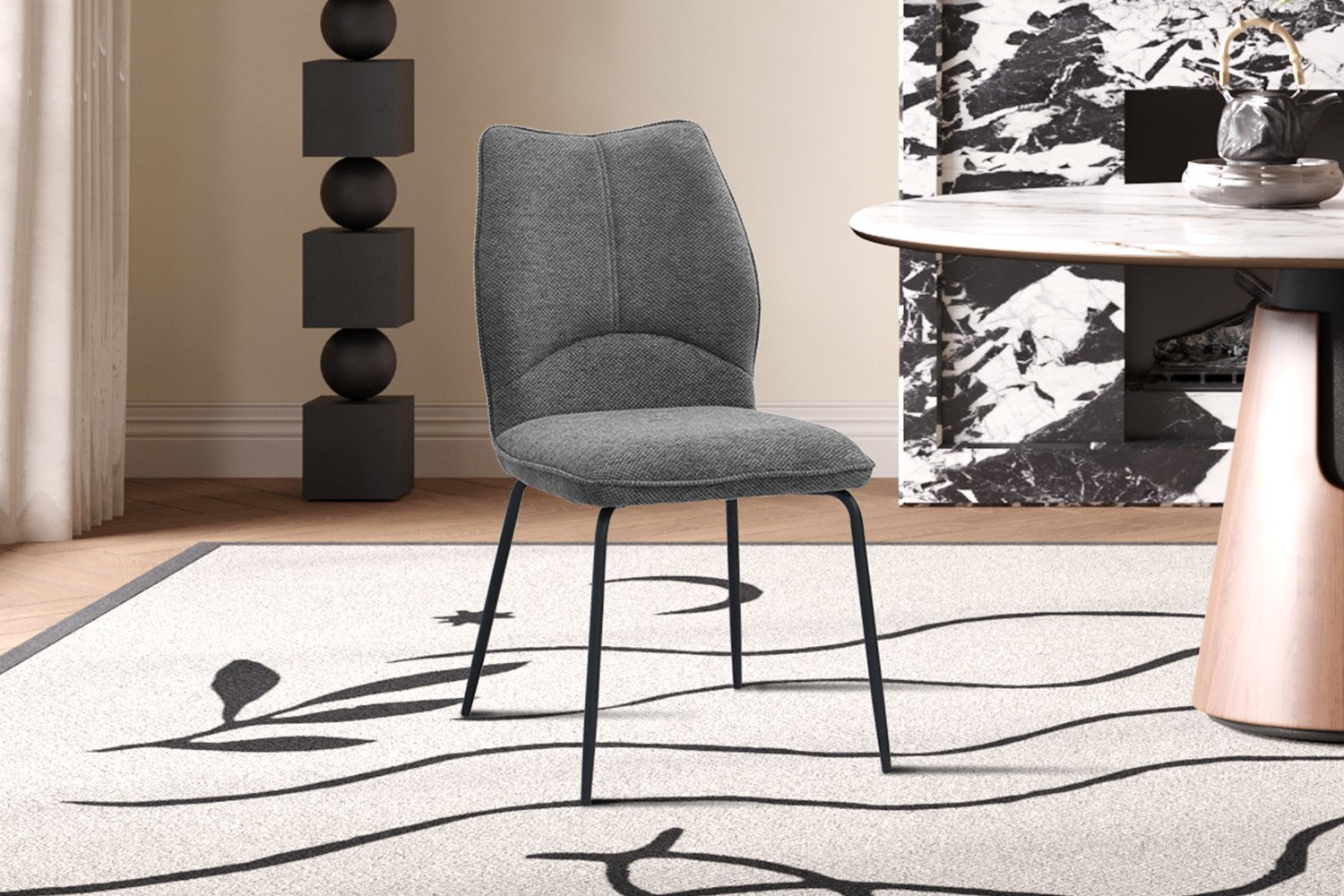 Chaise grise tissu moderne ELSA