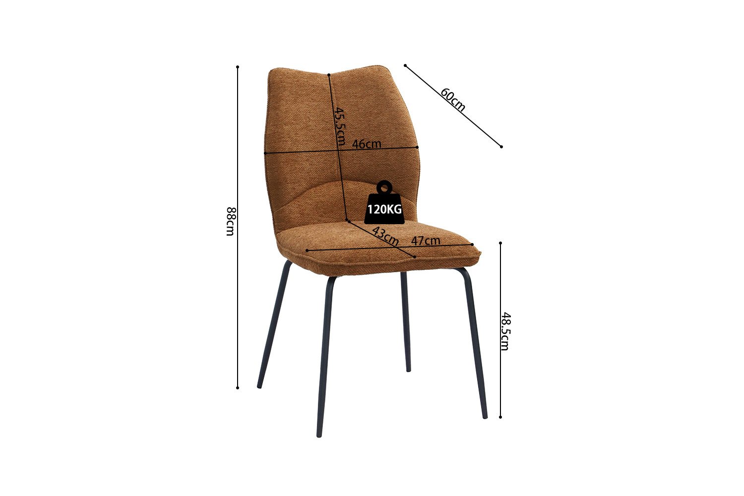 Chaise tissu rouille moderne ELSA