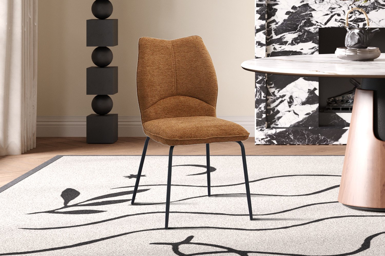 Chaise tissu rouille moderne ELSA
