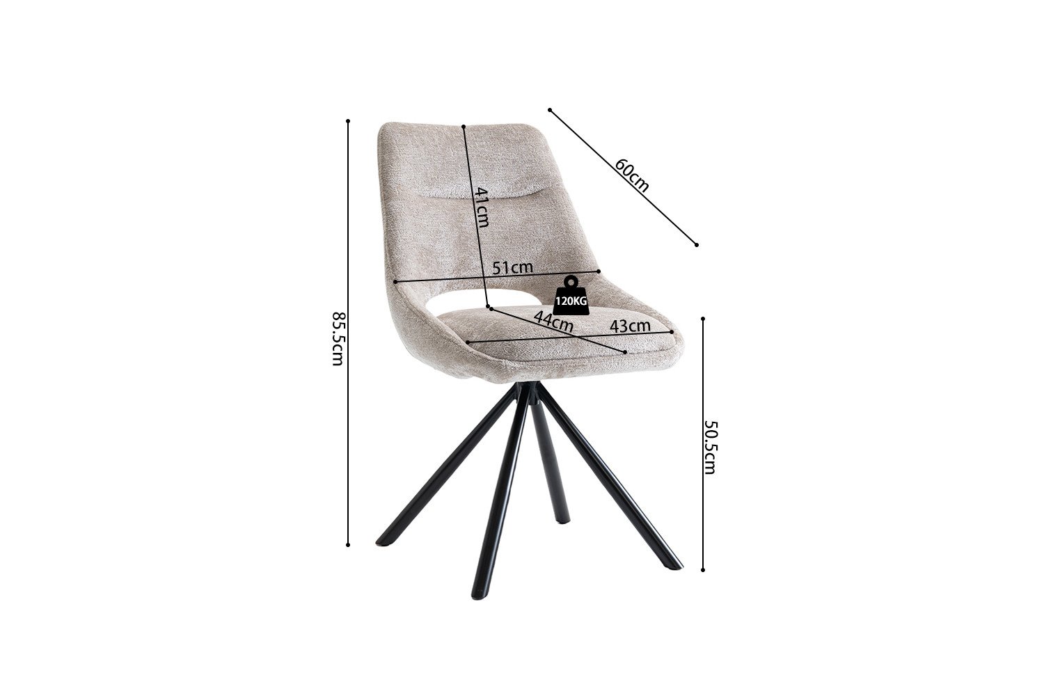 Chaise moderne tissu beige MARIE
