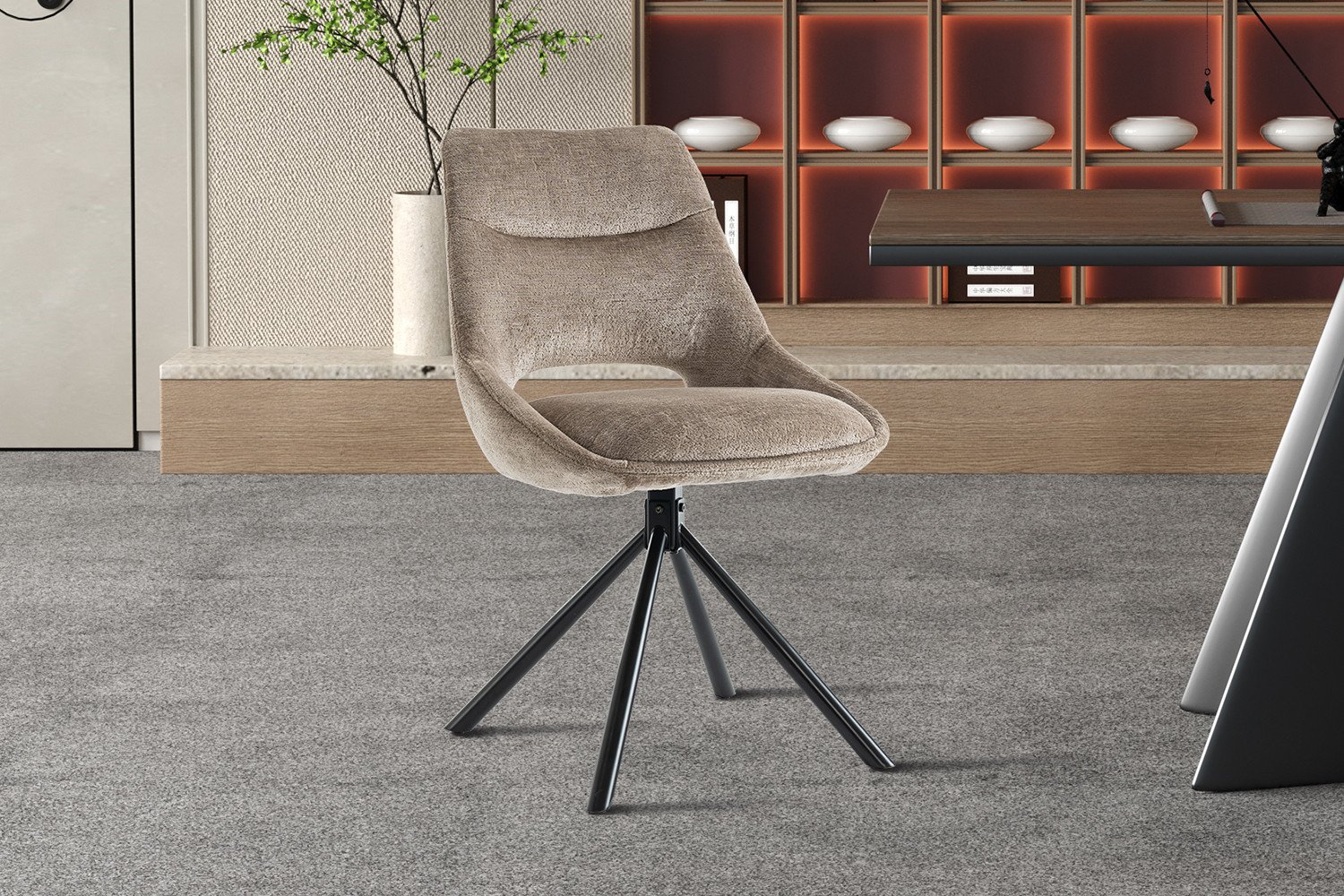 Chaise moderne tissu taupe MARIE