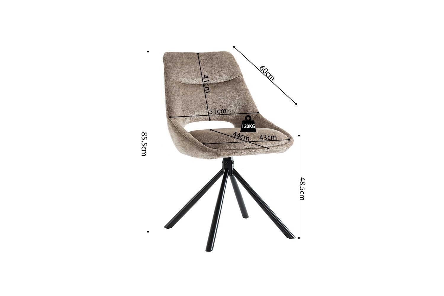 Chaise moderne tissu taupe MARIE